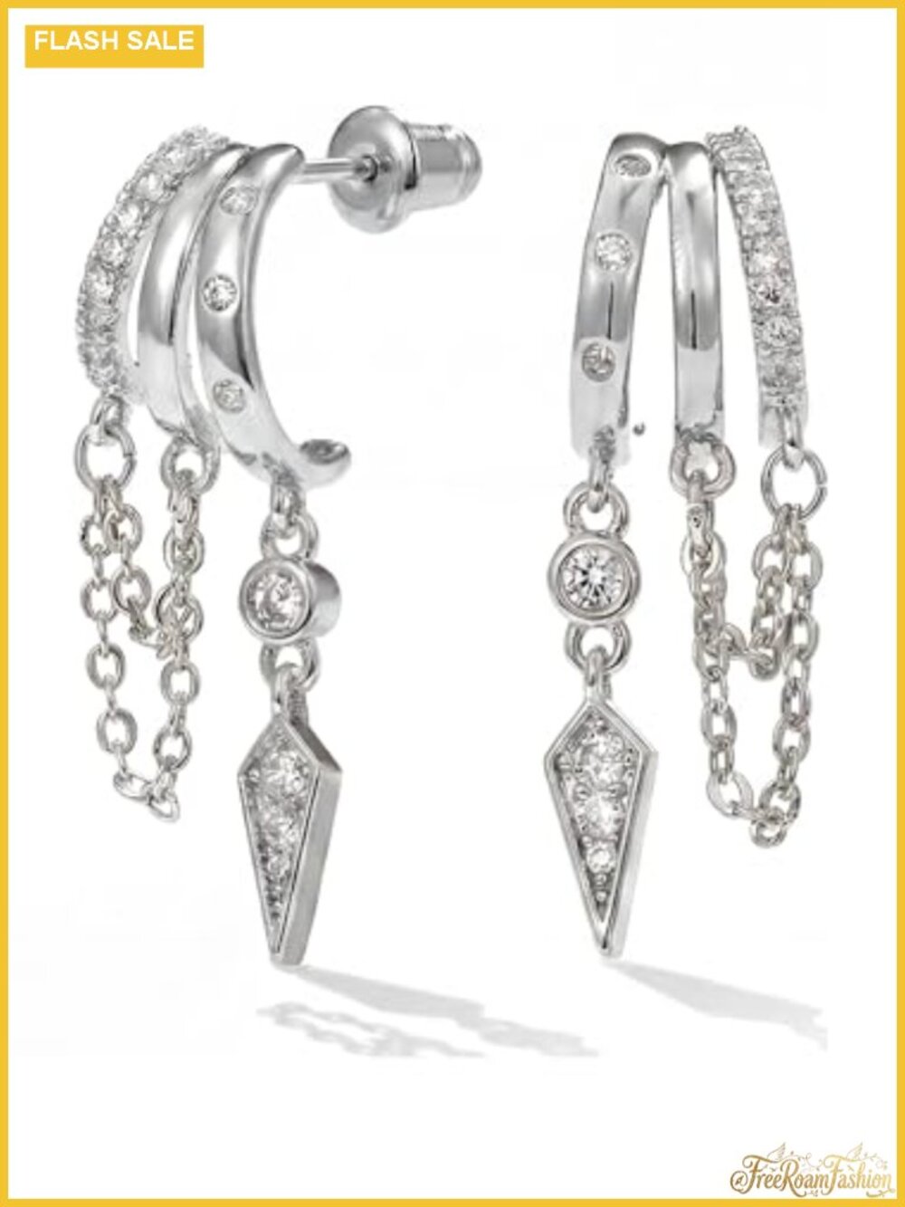 14K Gold Trendy Illusion Stud Dangle Earrings for Women